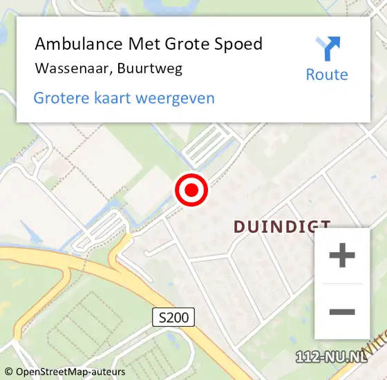 Locatie op kaart van de 112 melding: Ambulance Met Grote Spoed Naar Wassenaar, Buurtweg op 2 februari 2024 15:58