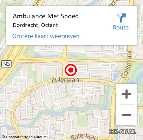 Locatie op kaart van de 112 melding: Ambulance Met Spoed Naar Dordrecht, Octant op 2 februari 2024 16:05