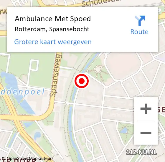 Locatie op kaart van de 112 melding: Ambulance Met Spoed Naar Rotterdam, Spaansebocht op 2 februari 2024 16:39