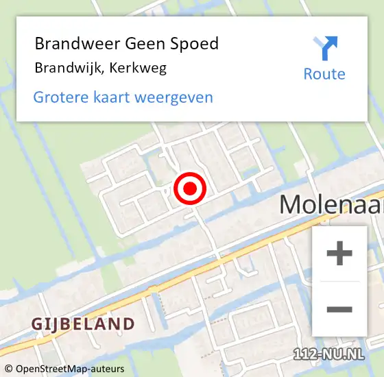 Locatie op kaart van de 112 melding: Brandweer Geen Spoed Naar Brandwijk, Kerkweg op 2 februari 2024 16:45