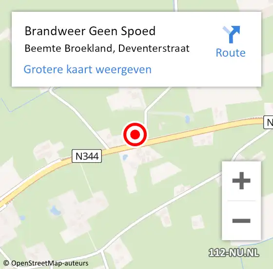 Locatie op kaart van de 112 melding: Brandweer Geen Spoed Naar Beemte Broekland, Deventerstraat op 2 februari 2024 16:48