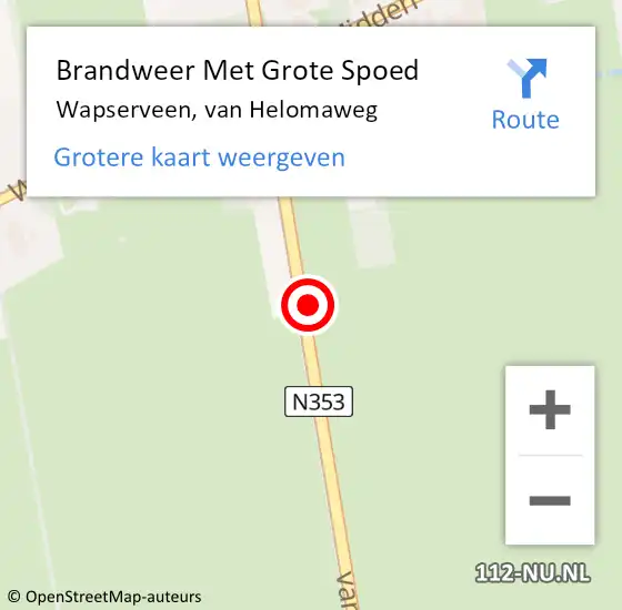 Locatie op kaart van de 112 melding: Brandweer Met Grote Spoed Naar Wapserveen, van Helomaweg op 2 februari 2024 16:52