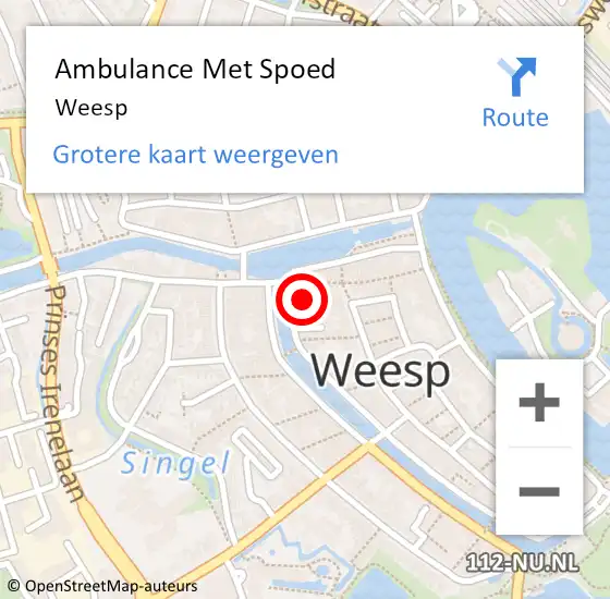 Locatie op kaart van de 112 melding: Ambulance Met Spoed Naar Weesp, Mr.C. Kooimancentrum op 24 september 2014 13:10