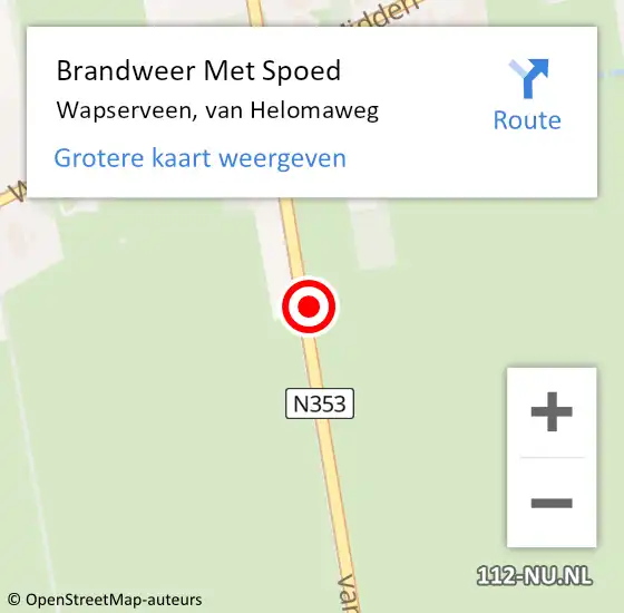 Locatie op kaart van de 112 melding: Brandweer Met Spoed Naar Wapserveen, van Helomaweg op 2 februari 2024 18:04