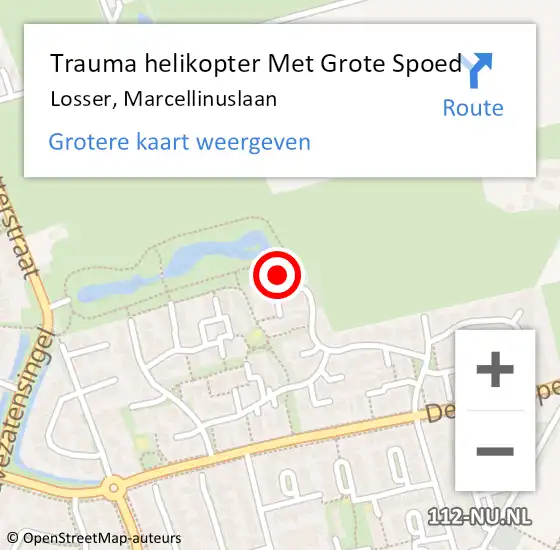 Locatie op kaart van de 112 melding: Trauma helikopter Met Grote Spoed Naar Losser, Marcellinuslaan op 2 februari 2024 19:19