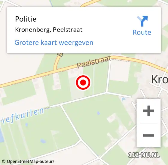 Locatie op kaart van de 112 melding: Politie Kronenberg, Peelstraat op 2 februari 2024 19:22