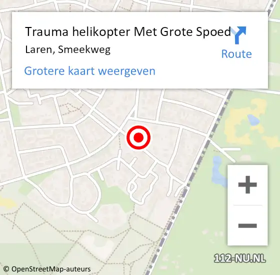 Locatie op kaart van de 112 melding: Trauma helikopter Met Grote Spoed Naar Laren, Smeekweg op 2 februari 2024 19:41
