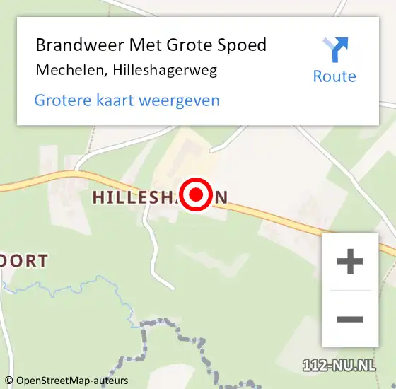 Locatie op kaart van de 112 melding: Brandweer Met Grote Spoed Naar Mechelen, Hilleshagerweg op 2 februari 2024 21:12