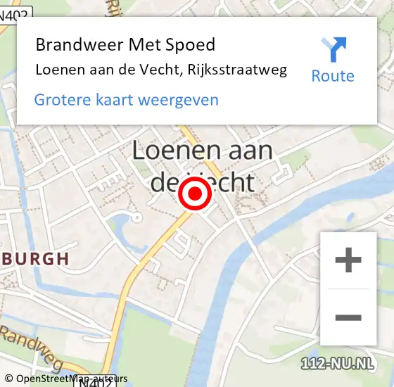 Locatie op kaart van de 112 melding: Brandweer Met Spoed Naar Loenen aan de Vecht, Rijksstraatweg op 2 februari 2024 21:58