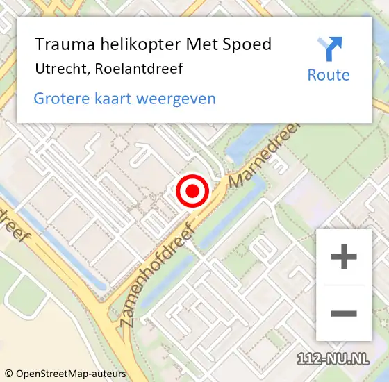 Locatie op kaart van de 112 melding: Trauma helikopter Met Spoed Naar Utrecht, Roelantdreef op 2 februari 2024 22:33