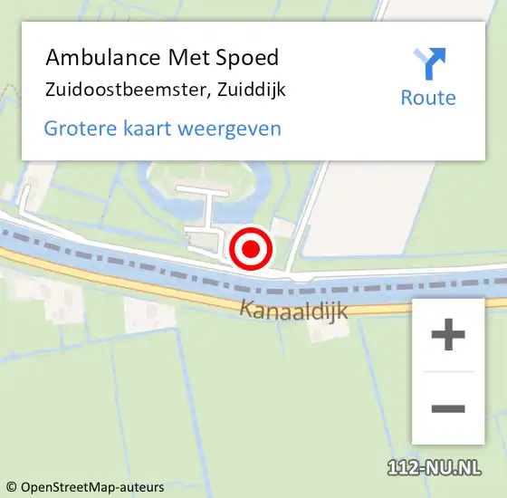 Locatie op kaart van de 112 melding: Ambulance Met Spoed Naar Zuidoostbeemster, Zuiddijk op 2 februari 2024 23:04