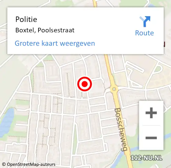 Locatie op kaart van de 112 melding: Politie Boxtel, Poolsestraat op 3 februari 2024 03:19