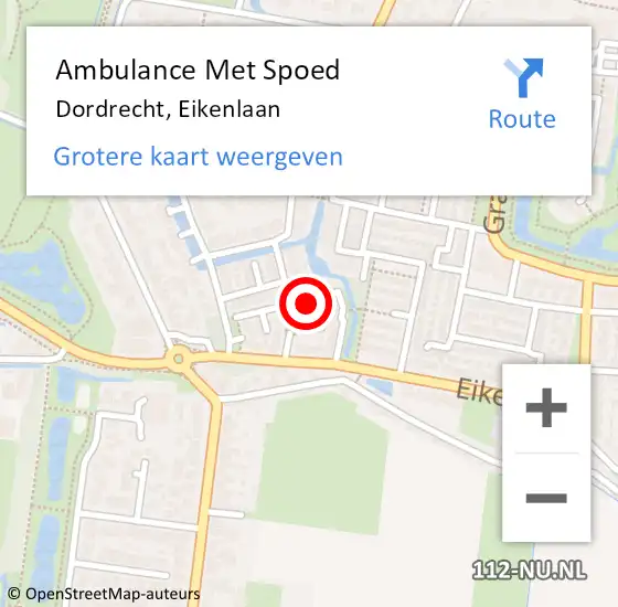 Locatie op kaart van de 112 melding: Ambulance Met Spoed Naar Dordrecht, Eikenlaan op 3 februari 2024 03:21