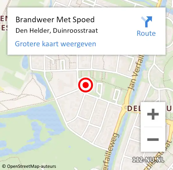 Locatie op kaart van de 112 melding: Brandweer Met Spoed Naar Den Helder, Duinroosstraat op 3 februari 2024 06:57
