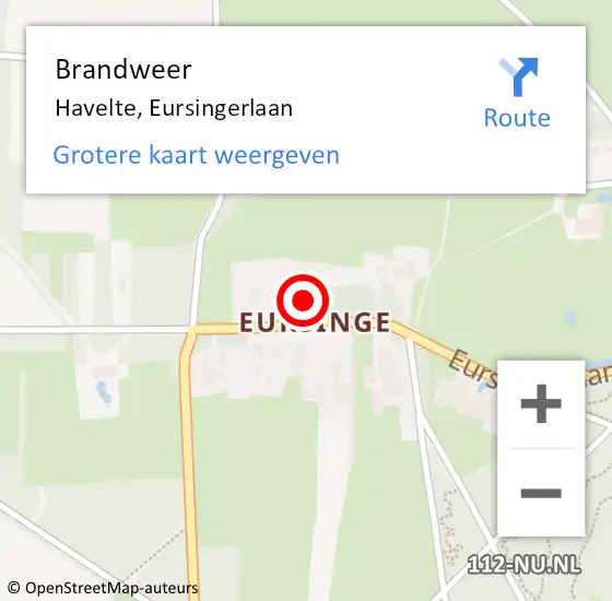 Locatie op kaart van de 112 melding: Brandweer Havelte, Eursingerlaan op 3 februari 2024 08:44