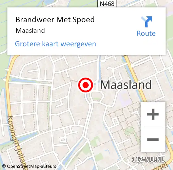 Locatie op kaart van de 112 melding: Brandweer Met Spoed Naar Maasland op 3 februari 2024 09:07