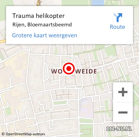 Locatie op kaart van de 112 melding: Trauma helikopter Rijen, Bloemaartsbeemd op 3 februari 2024 09:23