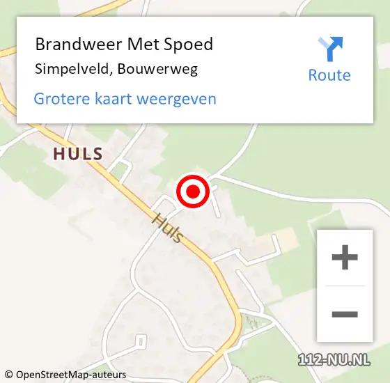Locatie op kaart van de 112 melding: Brandweer Met Spoed Naar Simpelveld, Bouwerweg op 3 februari 2024 09:26