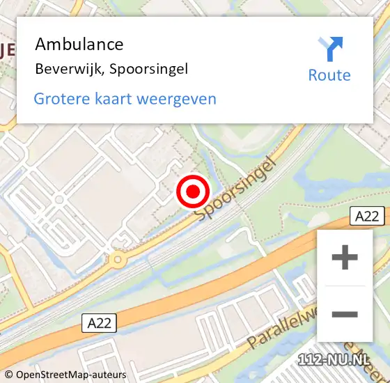 Locatie op kaart van de 112 melding: Ambulance Beverwijk, Spoorsingel op 3 februari 2024 09:55