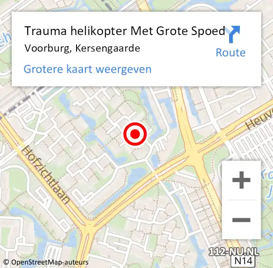 Locatie op kaart van de 112 melding: Trauma helikopter Met Grote Spoed Naar Voorburg, Kersengaarde op 3 februari 2024 11:05
