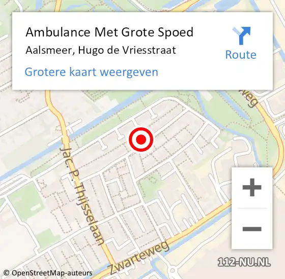 Locatie op kaart van de 112 melding: Ambulance Met Grote Spoed Naar Aalsmeer, Hugo de Vriesstraat op 3 februari 2024 11:17