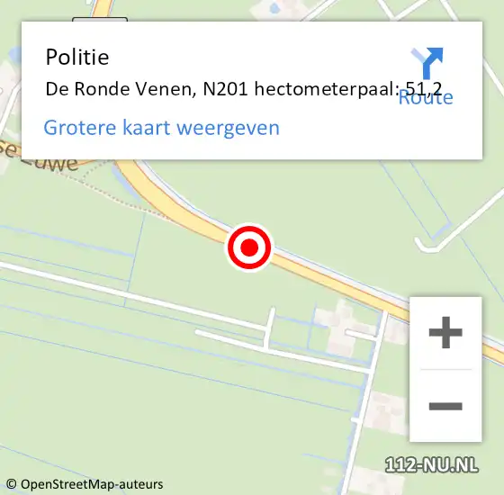 Locatie op kaart van de 112 melding: Politie De Ronde Venen, N201 hectometerpaal: 51,2 op 3 februari 2024 11:43