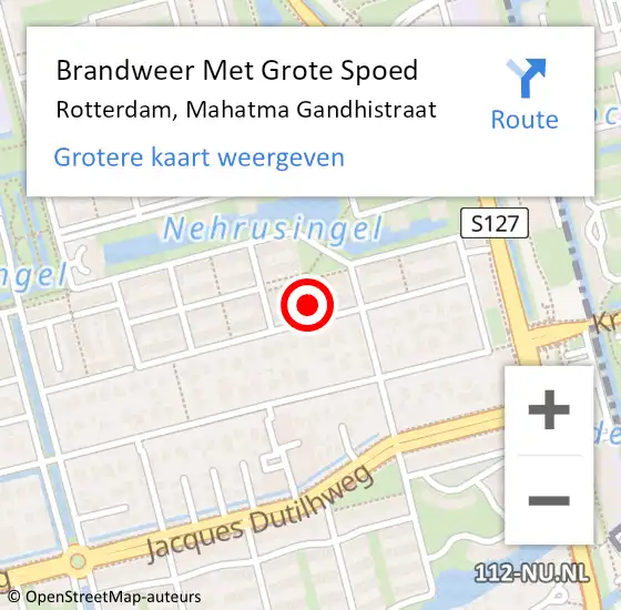 Locatie op kaart van de 112 melding: Brandweer Met Grote Spoed Naar Rotterdam, Mahatma Gandhistraat op 3 februari 2024 12:48
