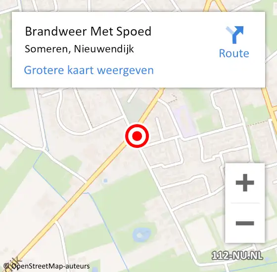 Locatie op kaart van de 112 melding: Brandweer Met Spoed Naar Someren, Nieuwendijk op 3 februari 2024 12:53