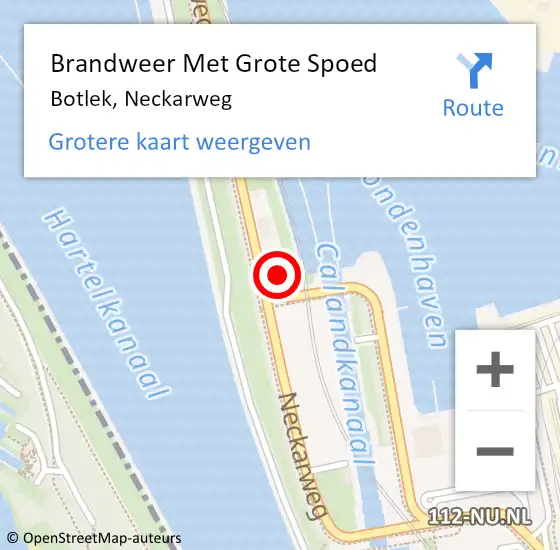 Locatie op kaart van de 112 melding: Brandweer Met Grote Spoed Naar Botlek, Neckarweg op 3 februari 2024 13:13