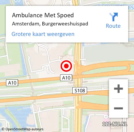 Locatie op kaart van de 112 melding: Ambulance Met Spoed Naar Amsterdam, Burgerweeshuispad op 3 februari 2024 13:31