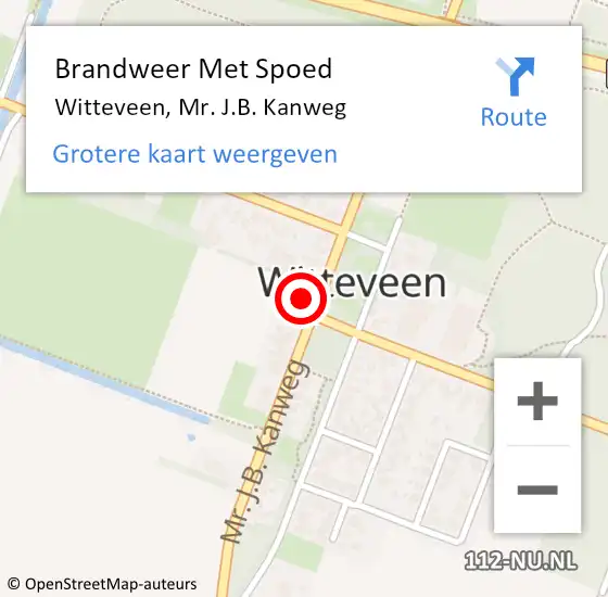 Locatie op kaart van de 112 melding: Brandweer Met Spoed Naar Witteveen, Mr. J.B. Kanweg op 3 februari 2024 13:36