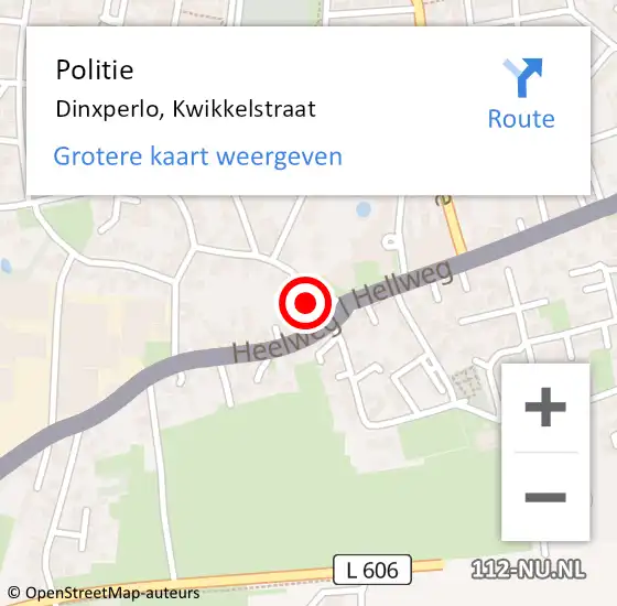 Locatie op kaart van de 112 melding: Politie Dinxperlo, Kwikkelstraat op 3 februari 2024 13:52