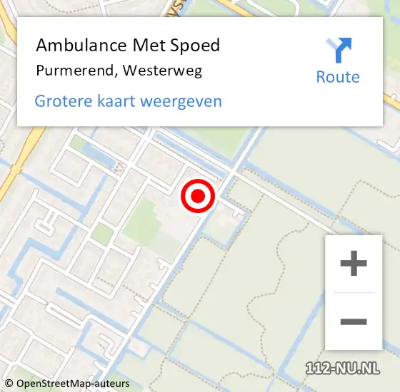 Locatie op kaart van de 112 melding: Ambulance Met Spoed Naar Purmerend, Westerweg op 3 februari 2024 13:54