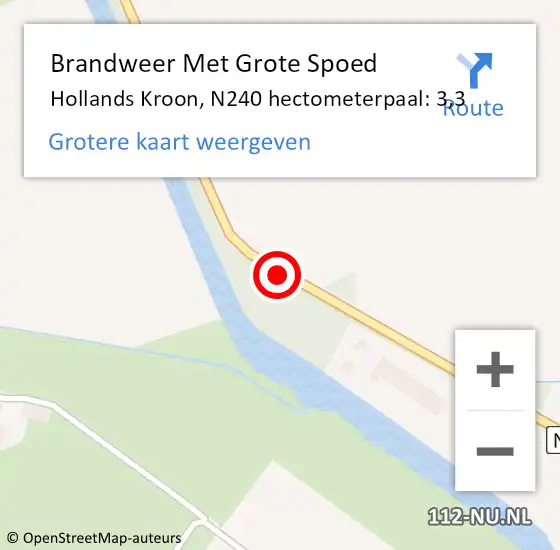 Locatie op kaart van de 112 melding: Brandweer Met Grote Spoed Naar Hollands Kroon, N240 hectometerpaal: 3,3 op 3 februari 2024 14:16