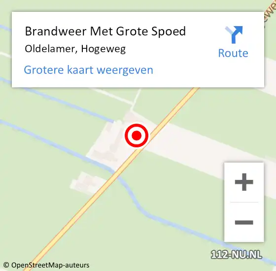 Locatie op kaart van de 112 melding: Brandweer Met Grote Spoed Naar Oldelamer, Hogeweg op 3 februari 2024 14:17
