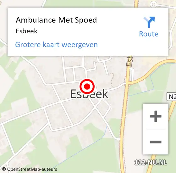 Locatie op kaart van de 112 melding: Ambulance Met Spoed Naar Esbeek op 3 februari 2024 14:28