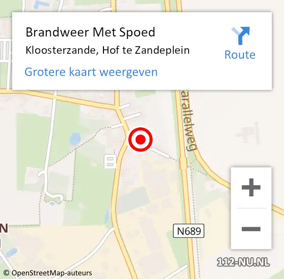 Locatie op kaart van de 112 melding: Brandweer Met Spoed Naar Kloosterzande, Hof te Zandeplein op 3 februari 2024 14:29