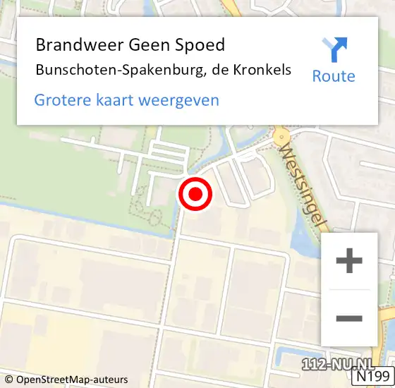 Locatie op kaart van de 112 melding: Brandweer Geen Spoed Naar Bunschoten-Spakenburg, de Kronkels op 3 februari 2024 14:34