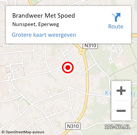Locatie op kaart van de 112 melding: Brandweer Met Spoed Naar Nunspeet, Eperweg op 3 februari 2024 16:05
