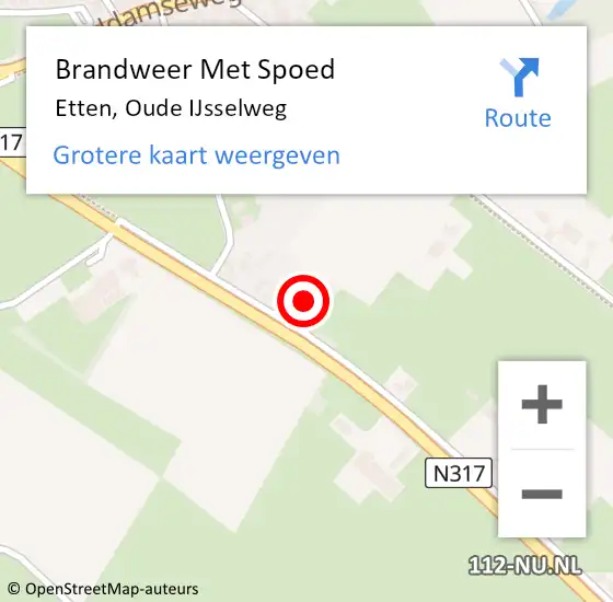Locatie op kaart van de 112 melding: Brandweer Met Spoed Naar Etten, Oude IJsselweg op 3 februari 2024 16:25