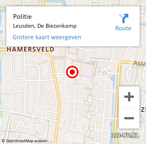 Locatie op kaart van de 112 melding: Politie Leusden, De Biezenkamp op 3 februari 2024 16:43