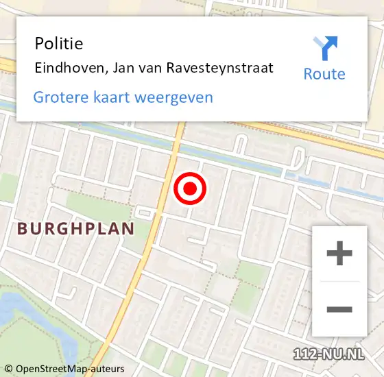 Locatie op kaart van de 112 melding: Politie Eindhoven, Jan van Ravesteynstraat op 3 februari 2024 16:44