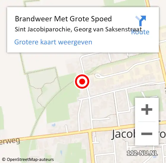 Locatie op kaart van de 112 melding: Brandweer Met Grote Spoed Naar Sint Jacobiparochie, Georg van Saksenstraat op 3 februari 2024 18:19