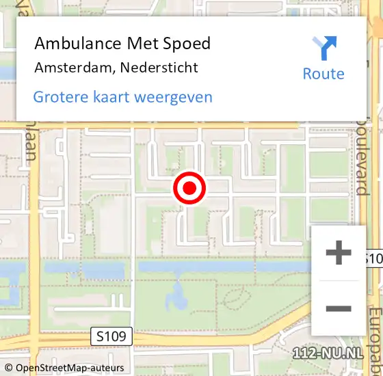 Locatie op kaart van de 112 melding: Ambulance Met Spoed Naar Amsterdam, Nedersticht op 3 februari 2024 19:17