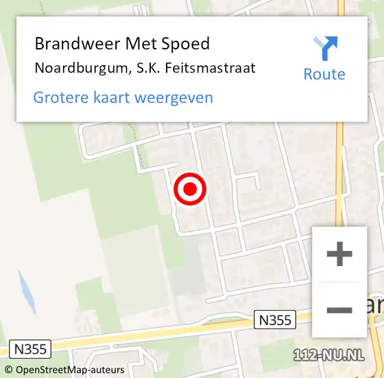 Locatie op kaart van de 112 melding: Brandweer Met Spoed Naar Noardburgum, S.K. Feitsmastraat op 3 februari 2024 19:19