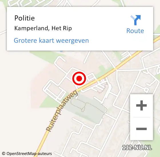 Locatie op kaart van de 112 melding: Politie Kamperland, Het Rip op 3 februari 2024 19:50