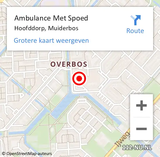 Locatie op kaart van de 112 melding: Ambulance Met Spoed Naar Hoofddorp, Muiderbos op 3 februari 2024 20:11