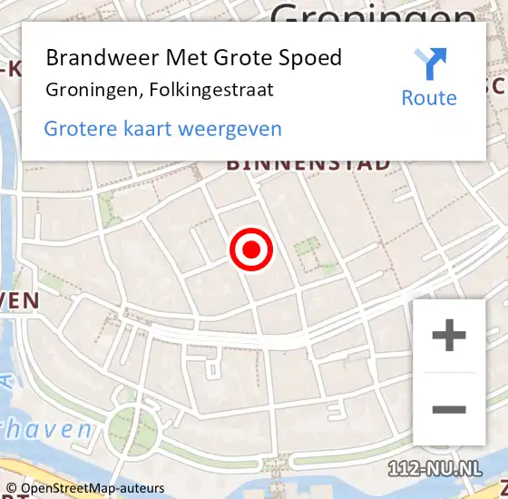 Locatie op kaart van de 112 melding: Brandweer Met Grote Spoed Naar Groningen, Folkingestraat op 3 februari 2024 20:13