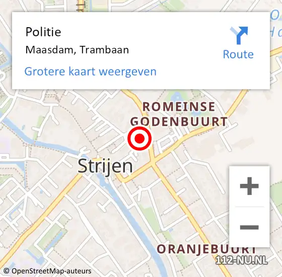 Locatie op kaart van de 112 melding: Politie Maasdam, Trambaan op 3 februari 2024 20:56