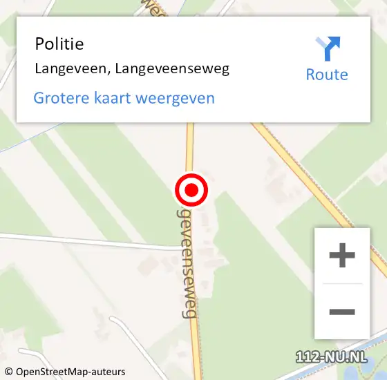 Locatie op kaart van de 112 melding: Politie Langeveen, Langeveenseweg op 3 februari 2024 23:08
